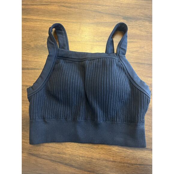 Aerie Ribbed Longline Highneck Padded Black Bralette Wmn Sz S Comfort Athleisure - Picture 1 of 6